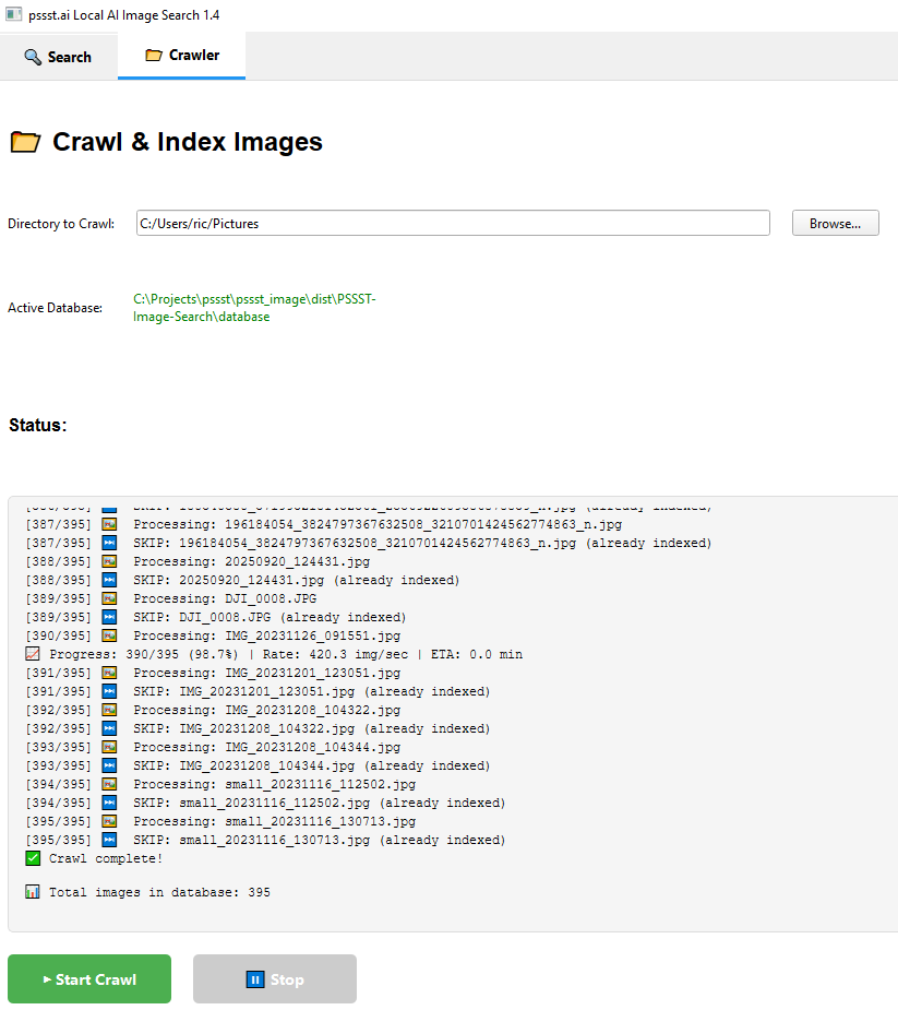 pssst application screenshot